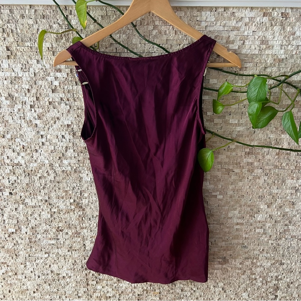 White House Black Market Purple silk tank with silver hardware - Picture 2 of 4